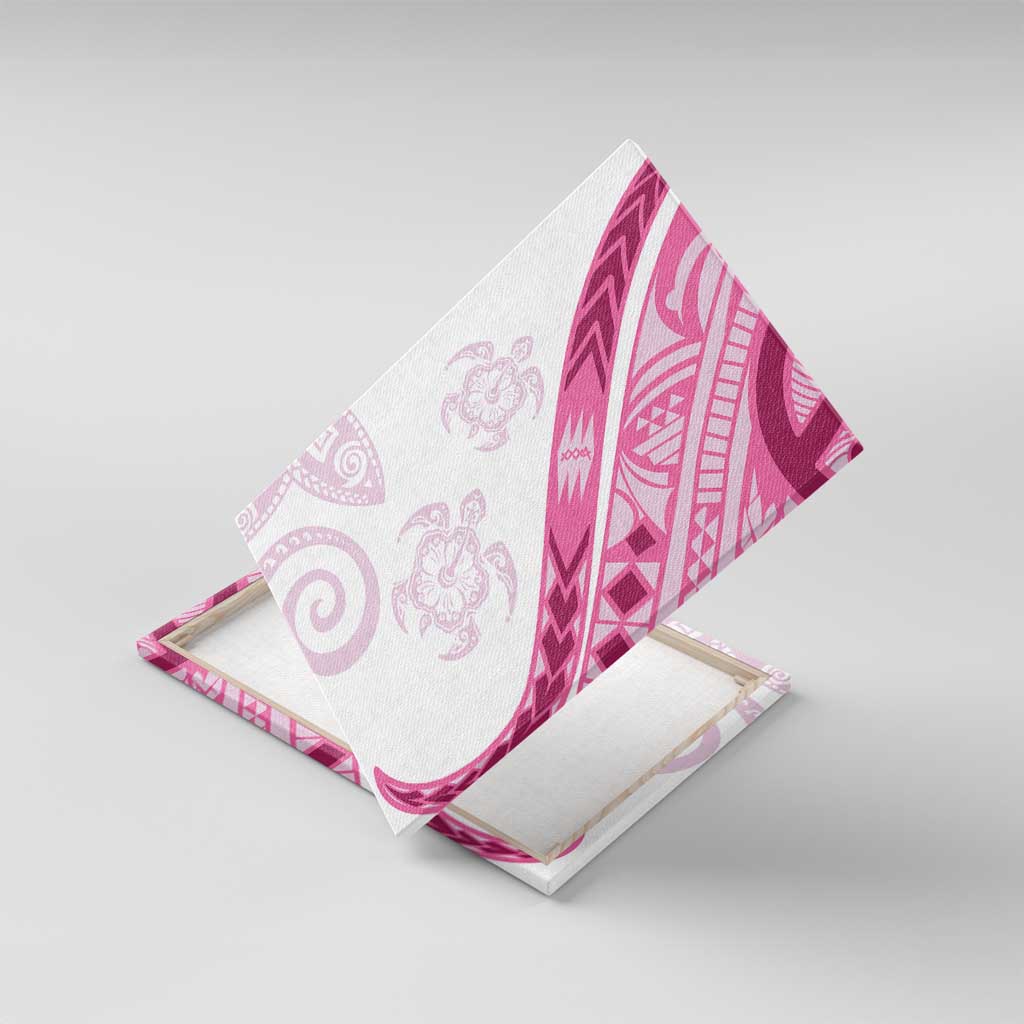 Rose Pink Polynesian Tribal Turtle Floral Pattern Canvas Wall Art LT05 With Frame Pink - Polynesian Pride