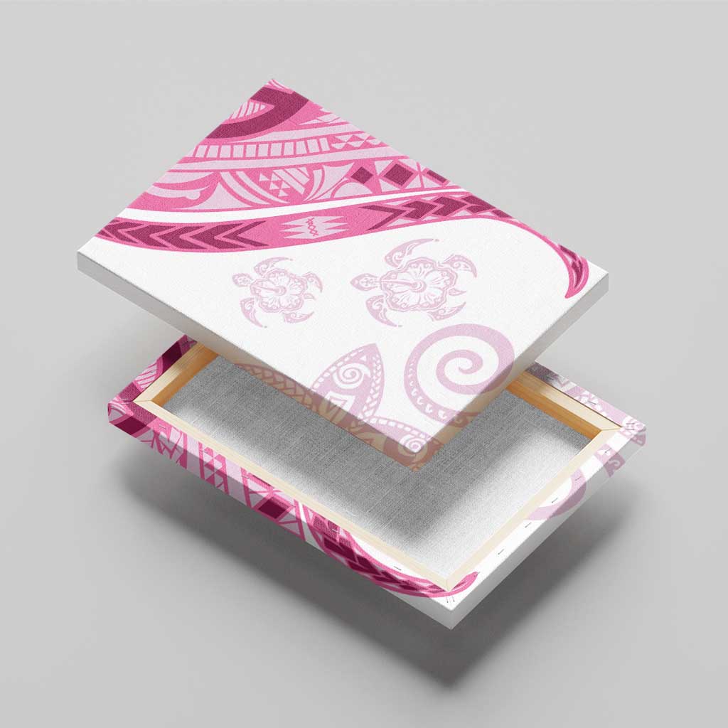 Rose Pink Polynesian Tribal Turtle Floral Pattern Canvas Wall Art LT05 - Polynesian Pride