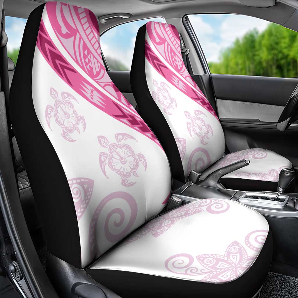 Rose Pink Polynesian Tribal Turtle Floral Pattern Car Seat Cover