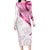 Rose Pink Polynesian Tribal Turtle Floral Pattern Family Matching Long Sleeve Bodycon Dress and Hawaiian Shirt