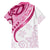 Rose Pink Polynesian Tribal Turtle Floral Pattern Family Matching Off The Shoulder Long Sleeve Dress and Hawaiian Shirt