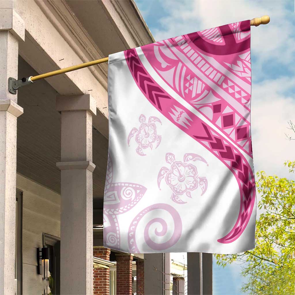 Rose Pink Polynesian Tribal Turtle Floral Pattern Garden Flag