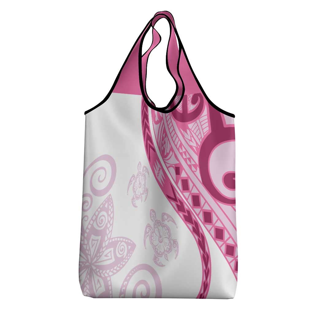 Rose Pink Polynesian Tribal Turtle Floral Pattern Grocery Bag LT05 - Polynesian Pride