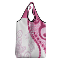 Rose Pink Polynesian Tribal Turtle Floral Pattern Grocery Bag LT05 - Polynesian Pride