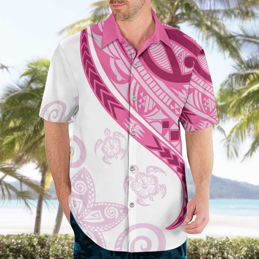 Rose Pink Polynesian Tribal Turtle Floral Pattern Hawaiian Shirt LT05 - Polynesian Pride