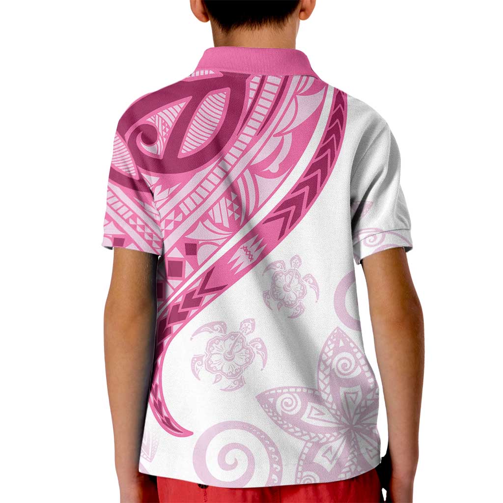 Rose Pink Polynesian Tribal Turtle Floral Pattern Kid Polo Shirt
