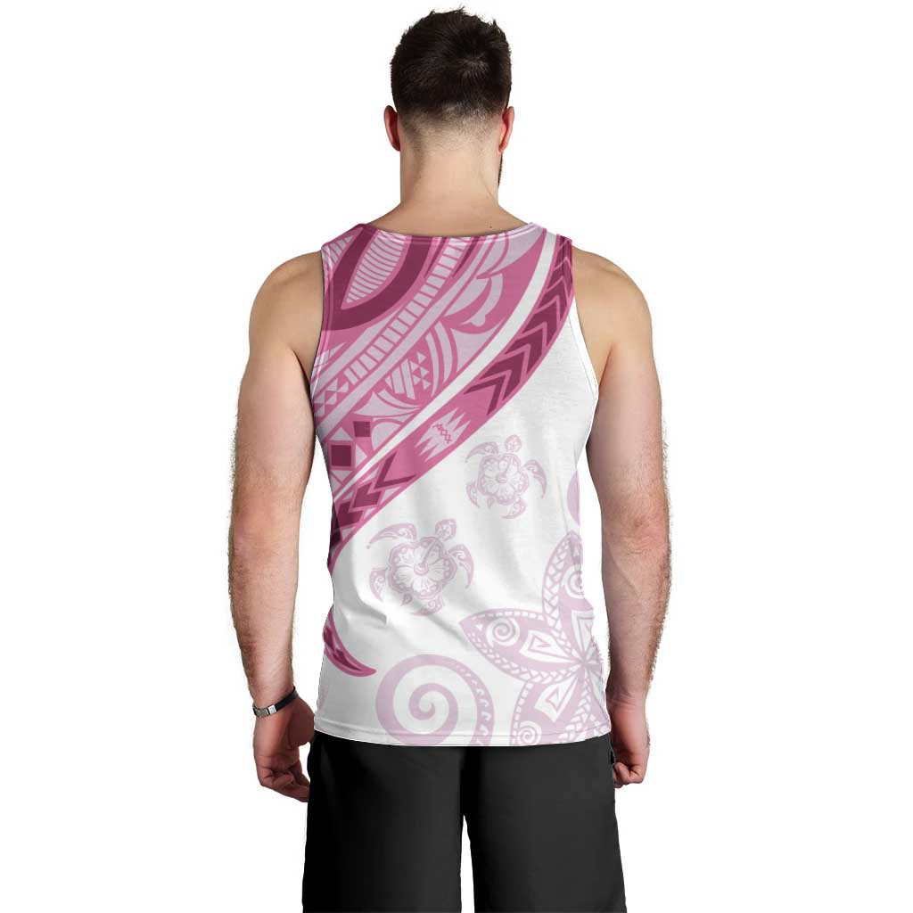 Rose Pink Polynesian Tribal Turtle Floral Pattern Men Tank Top LT05 - Polynesian Pride