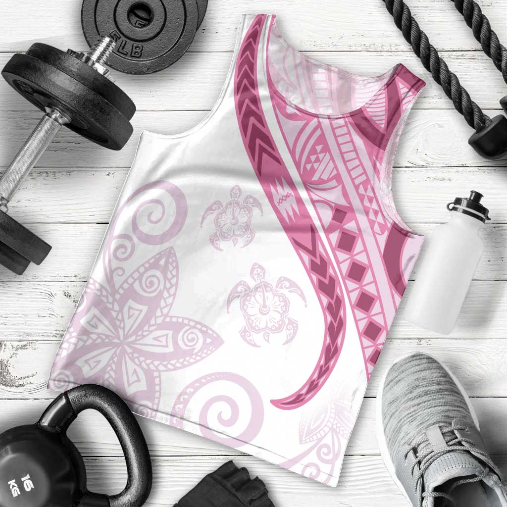 Rose Pink Polynesian Tribal Turtle Floral Pattern Men Tank Top LT05 - Polynesian Pride