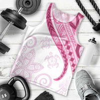 Rose Pink Polynesian Tribal Turtle Floral Pattern Men Tank Top LT05 - Polynesian Pride