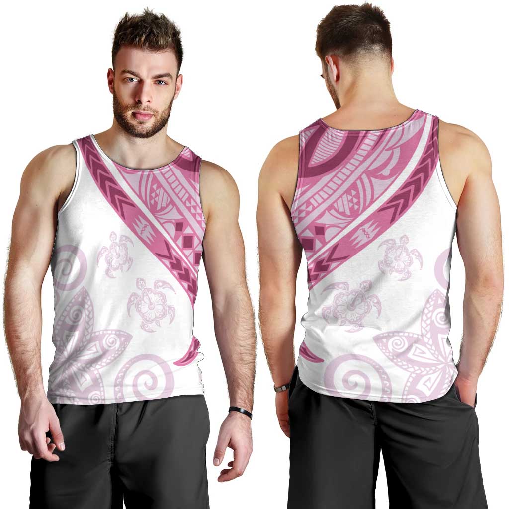 Rose Pink Polynesian Tribal Turtle Floral Pattern Men Tank Top LT05 - Polynesian Pride