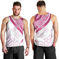 Rose Pink Polynesian Tribal Turtle Floral Pattern Men Tank Top LT05 - Polynesian Pride
