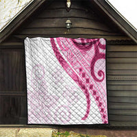 Rose Pink Polynesian Tribal Turtle Floral Pattern Quilt
