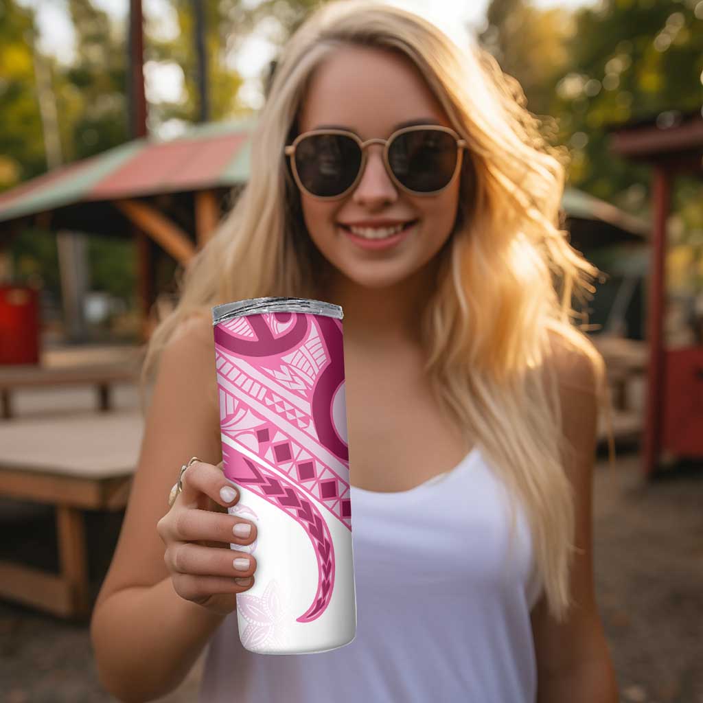 Rose Pink Polynesian Tribal Turtle Floral Pattern Skinny Tumbler