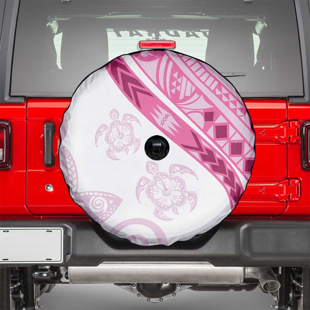 Rose Pink Polynesian Tribal Turtle Floral Pattern Spare Tire Cover LT05 - Polynesian Pride
