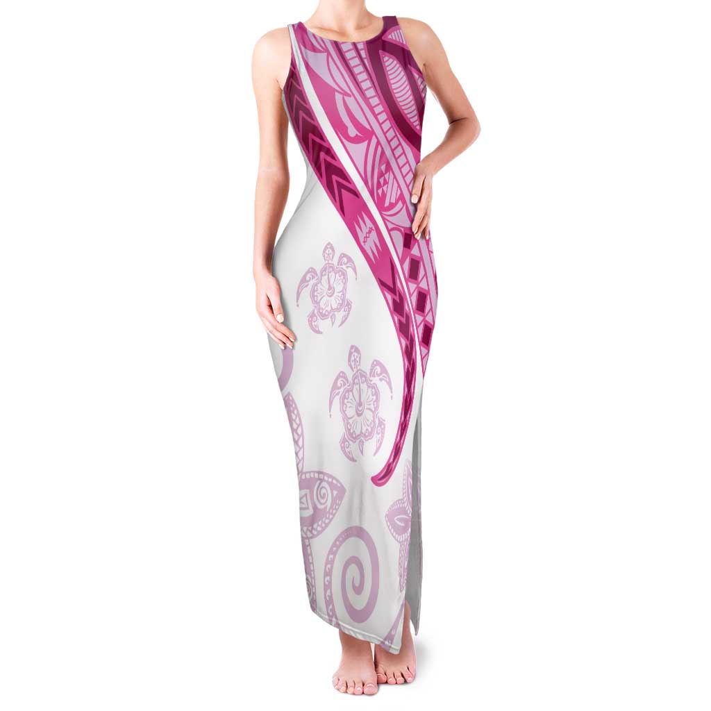 Rose Pink Polynesian Tribal Turtle Floral Pattern Tank Maxi Dress LT05 Women Pink - Polynesian Pride