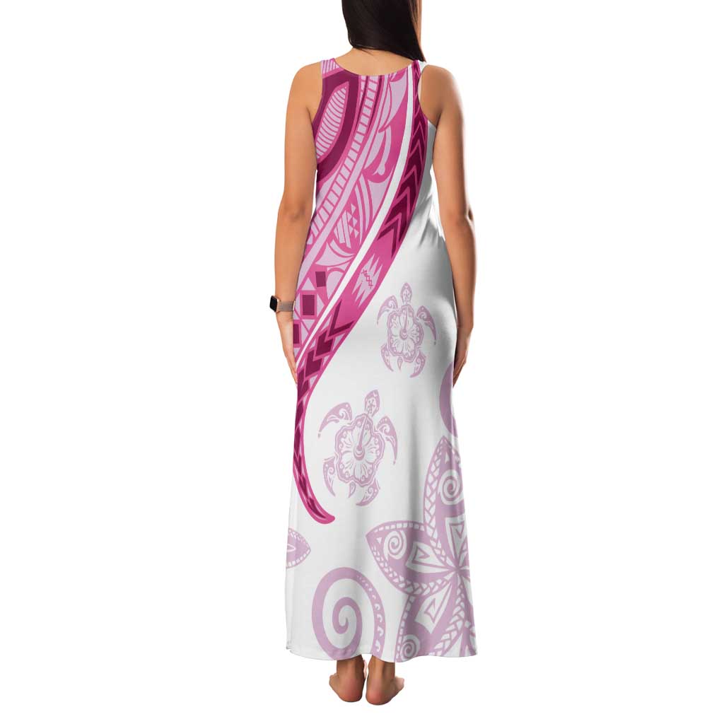 Rose Pink Polynesian Tribal Turtle Floral Pattern Tank Maxi Dress LT05 - Polynesian Pride