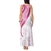 Rose Pink Polynesian Tribal Turtle Floral Pattern Tank Maxi Dress LT05 - Polynesian Pride