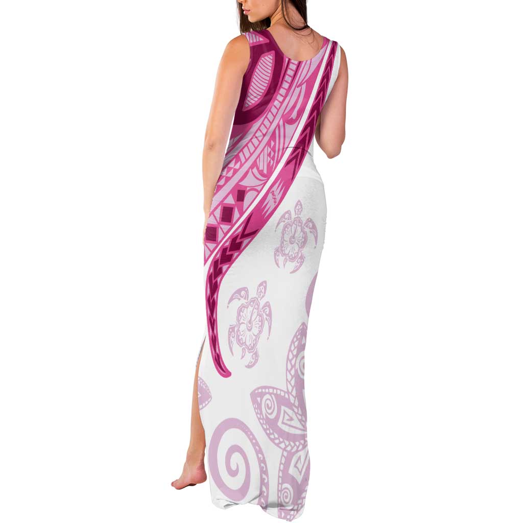 Rose Pink Polynesian Tribal Turtle Floral Pattern Tank Maxi Dress LT05 - Polynesian Pride
