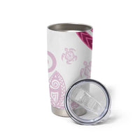 Rose Pink Polynesian Tribal Turtle Floral Pattern Tumbler Cup LT05 - Polynesian Pride