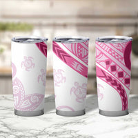 Rose Pink Polynesian Tribal Turtle Floral Pattern Tumbler Cup LT05 - Polynesian Pride