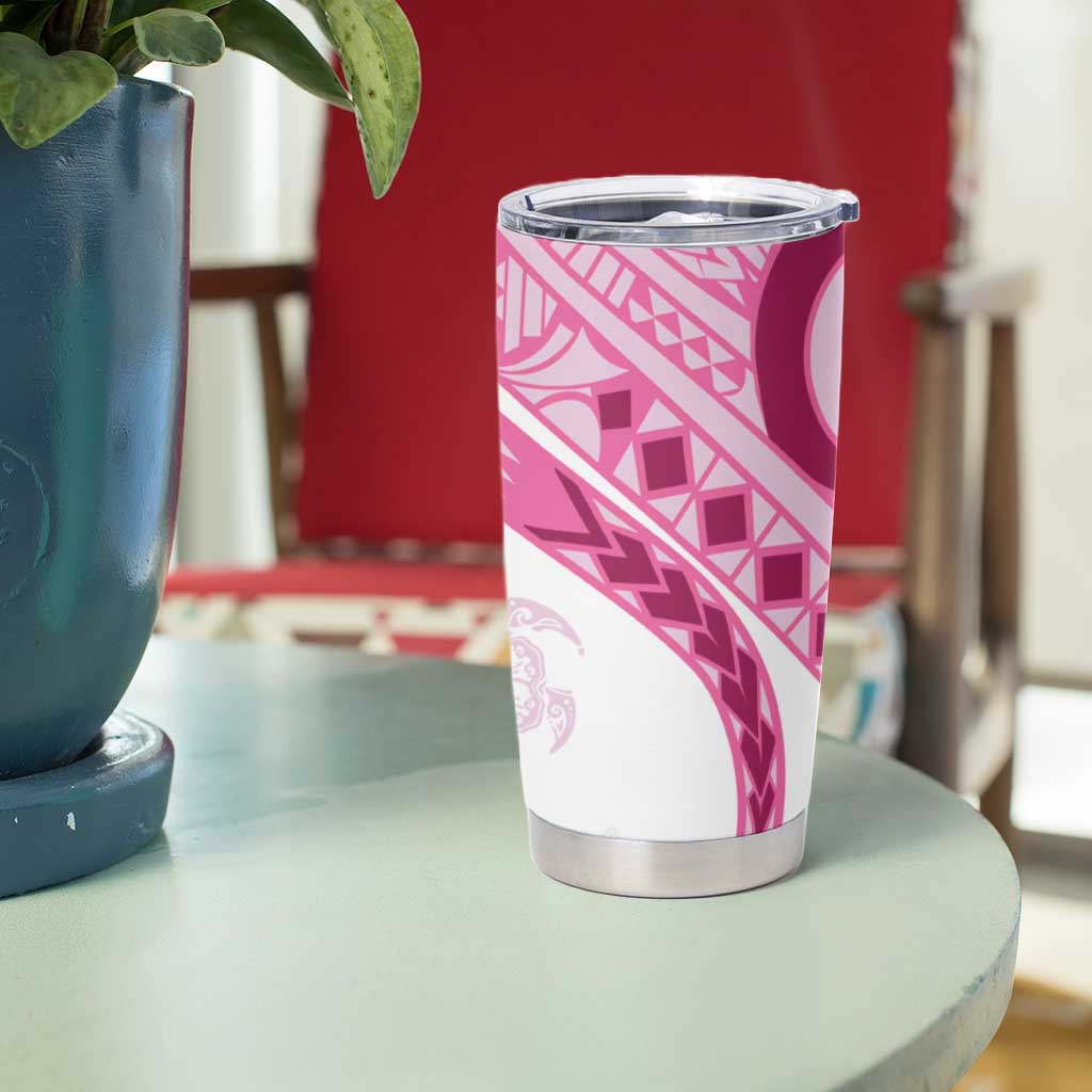 Rose Pink Polynesian Tribal Turtle Floral Pattern Tumbler Cup LT05 - Polynesian Pride