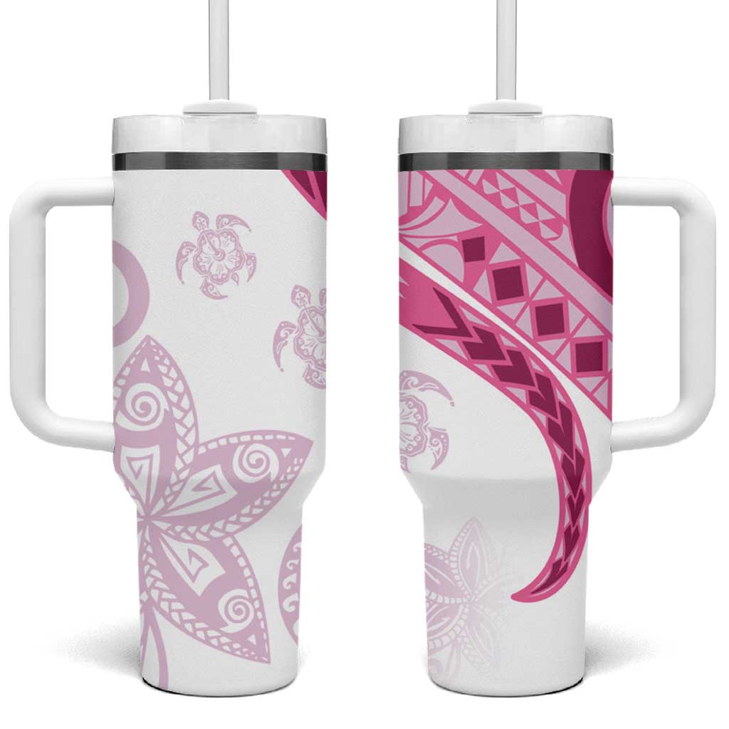 Rose Pink Polynesian Tribal Turtle Floral Pattern Tumbler With Handle LT05 One Size: 40 oz Pink - Polynesian Pride