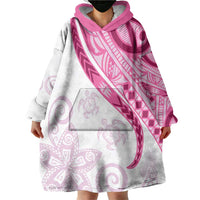 Rose Pink Polynesian Tribal Turtle Floral Pattern Wearable Blanket Hoodie LT05 - Polynesian Pride