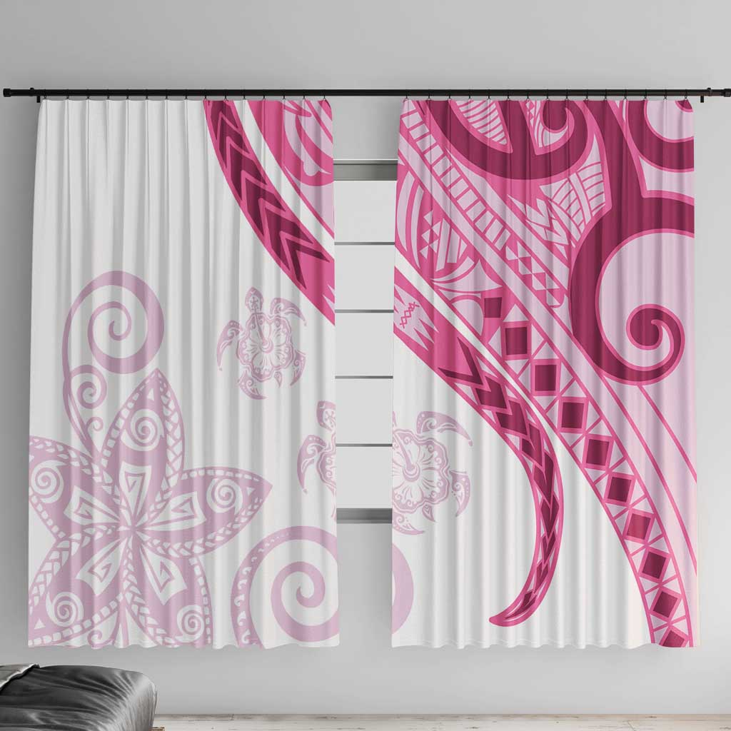 Rose Pink Polynesian Tribal Turtle Floral Pattern Window Curtain