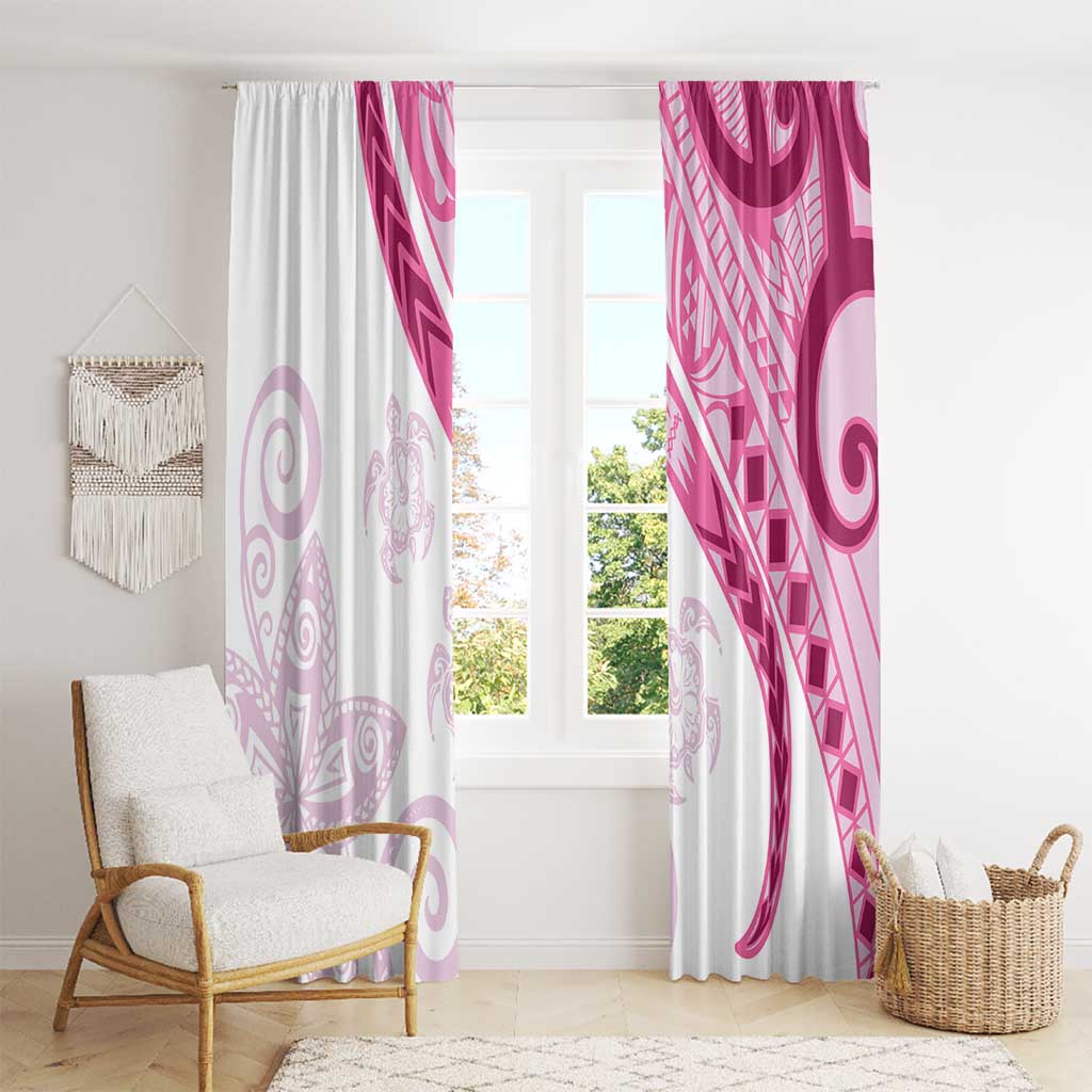 Rose Pink Polynesian Tribal Turtle Floral Pattern Window Curtain LT05 - Polynesian Pride