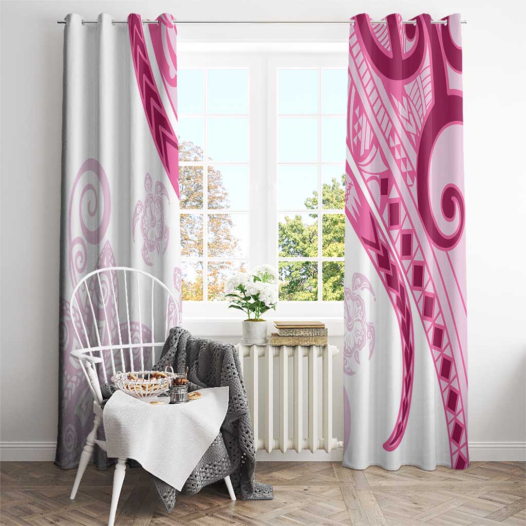 Rose Pink Polynesian Tribal Turtle Floral Pattern Window Curtain LT05 - Polynesian Pride