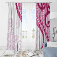 Rose Pink Polynesian Tribal Turtle Floral Pattern Window Curtain LT05 - Polynesian Pride