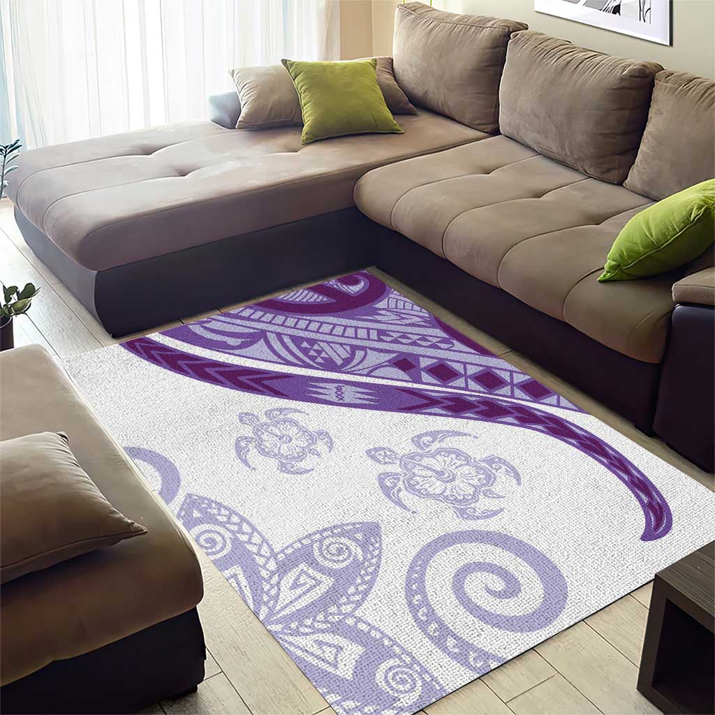 Purple Polynesian Tribal Turtle Floral Pattern Area Rug LT05 - Polynesian Pride