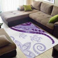 Purple Polynesian Tribal Turtle Floral Pattern Area Rug LT05 - Polynesian Pride