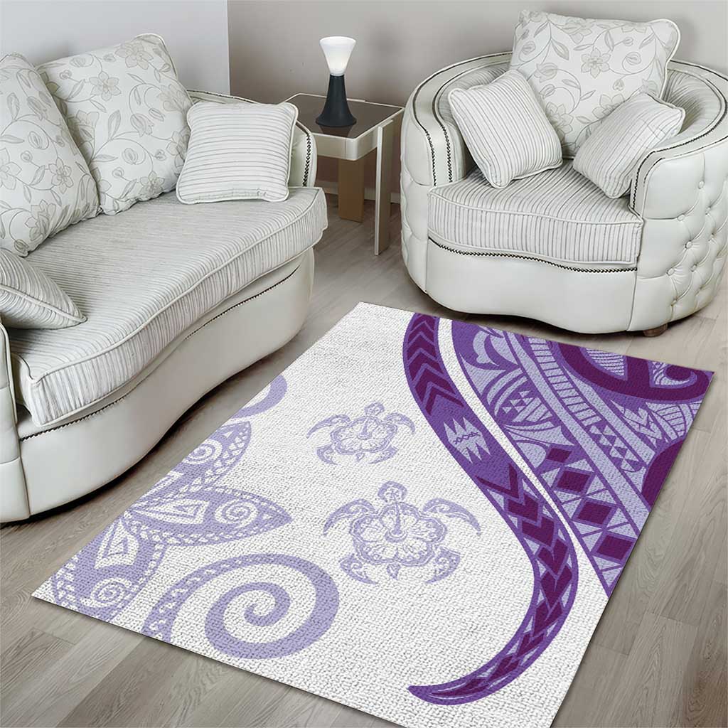 Purple Polynesian Tribal Turtle Floral Pattern Area Rug LT05 - Polynesian Pride