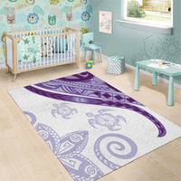 Purple Polynesian Tribal Turtle Floral Pattern Area Rug LT05 - Polynesian Pride