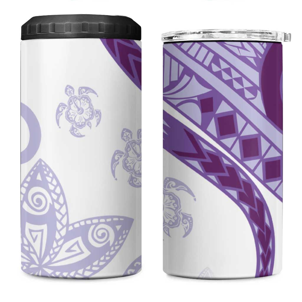 Purple Polynesian Tribal Turtle Floral Pattern 4 in 1 Can Cooler Tumbler LT05 One Size: 16 oz Purple - Polynesian Pride