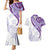 Purple Polynesian Tribal Turtle Floral Pattern Couples Matching Mermaid Dress and Hawaiian Shirt