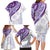 Purple Polynesian Tribal Turtle Floral Pattern Family Matching Long Sleeve Bodycon Dress and Hawaiian Shirt