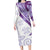 Purple Polynesian Tribal Turtle Floral Pattern Family Matching Long Sleeve Bodycon Dress and Hawaiian Shirt