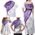 Purple Polynesian Tribal Turtle Floral Pattern Family Matching Off Shoulder Maxi Dress and Hawaiian Shirt