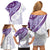 Purple Polynesian Tribal Turtle Floral Pattern Family Matching Off Shoulder Short Dress and Hawaiian Shirt