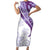 Purple Polynesian Tribal Turtle Floral Pattern Family Matching Short Sleeve Bodycon Dress and Hawaiian Shirt