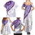 Purple Polynesian Tribal Turtle Floral Pattern Family Matching Summer Maxi Dress and Hawaiian Shirt