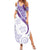 Purple Polynesian Tribal Turtle Floral Pattern Family Matching Summer Maxi Dress and Hawaiian Shirt