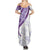 Purple Polynesian Tribal Turtle Floral Pattern Family Matching Summer Maxi Dress and Hawaiian Shirt