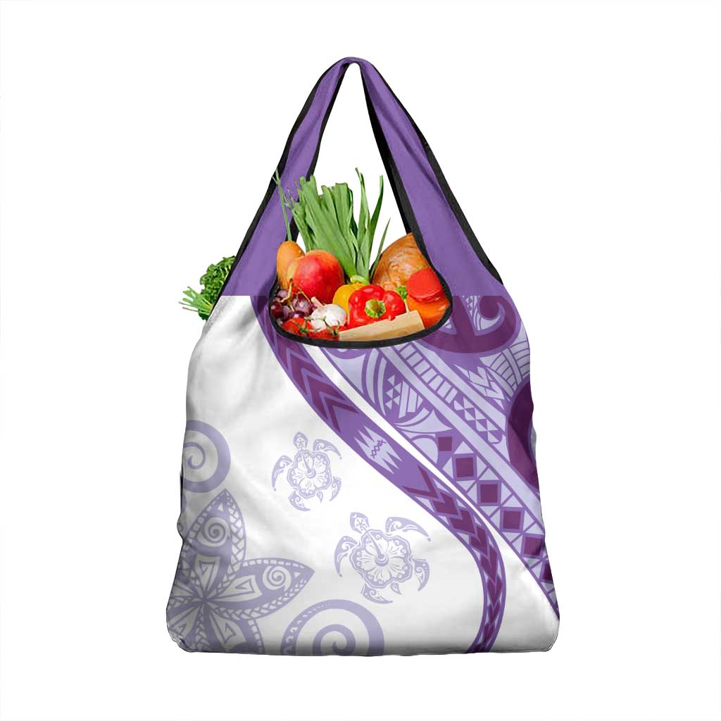 Purple Polynesian Tribal Turtle Floral Pattern Grocery Bag LT05 1-pack One Size Purple - Polynesian Pride