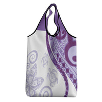 Purple Polynesian Tribal Turtle Floral Pattern Grocery Bag LT05 - Polynesian Pride