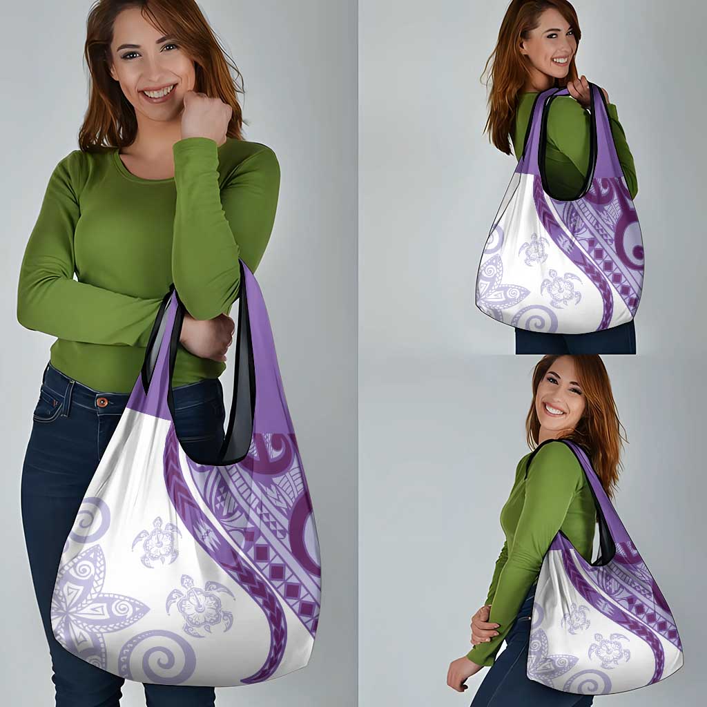 Purple Polynesian Tribal Turtle Floral Pattern Grocery Bag LT05 - Polynesian Pride