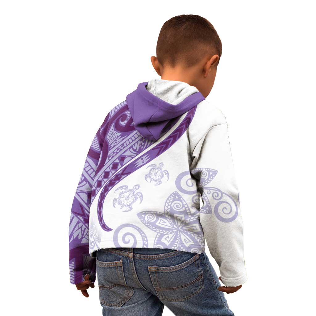 Purple Polynesian Tribal Turtle Floral Pattern Kid Hoodie
