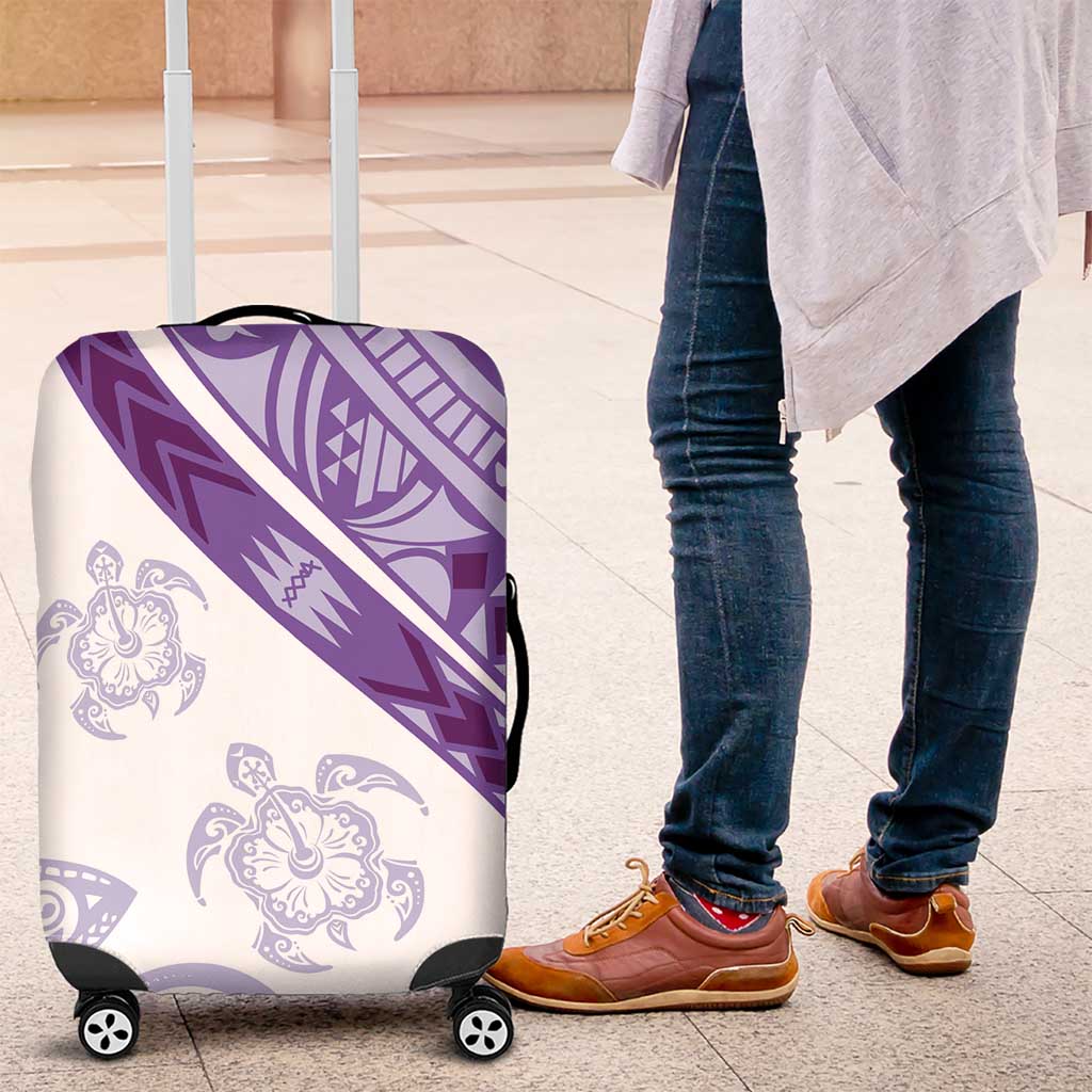 Purple Polynesian Tribal Turtle Floral Pattern Luggage Cover